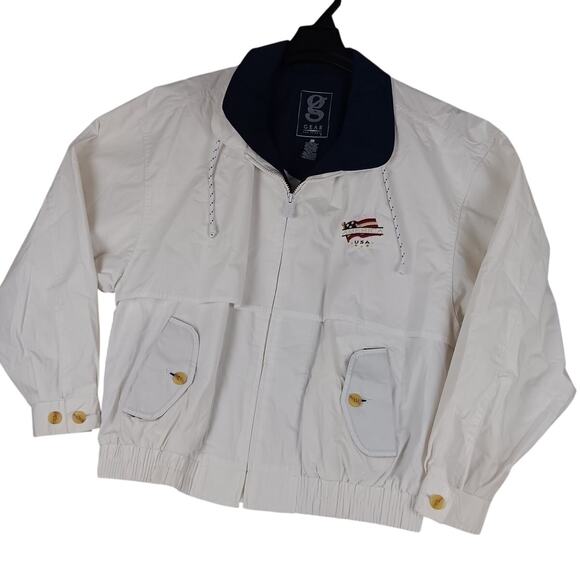 Gear for Sports Vintage Jacket Mens Large White Windbreaker Boating Mariner USA - Picture 2 of 12